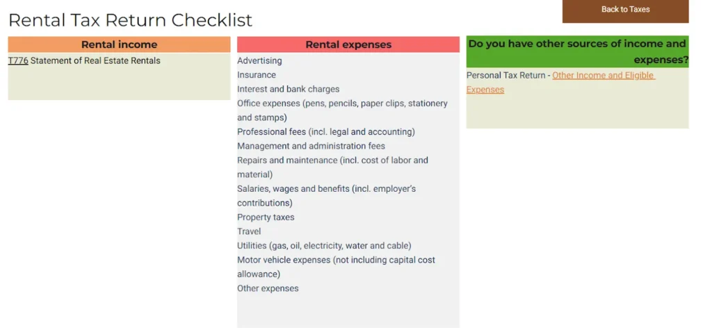 Rental Tax Checklist